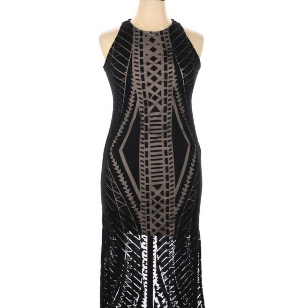 Love Fire XL Sexy Black Lace Overlay Maxi Dress